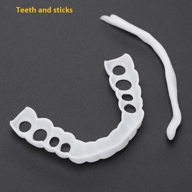 Comfortable Natural Cosmetic Fake Tooth Cover Snap On Silicone Perfect Smile Veneers Teeth Upper Beauty Tool Teeth for Men Women