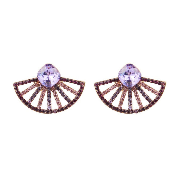 LUBOV Beautiful Multiple Colors Crystal Flower Stud Earrings Rhinestone Colorful Crystal Piercing Earrings Women Christmas Party