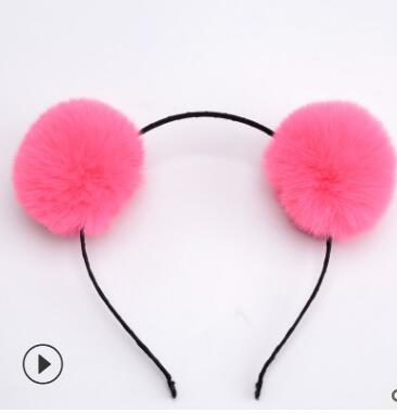 Sweet girls beautiful hairband headpieces rabbit ears plush ball big hair head hoop hair accessories Tiara for children. 1pcs