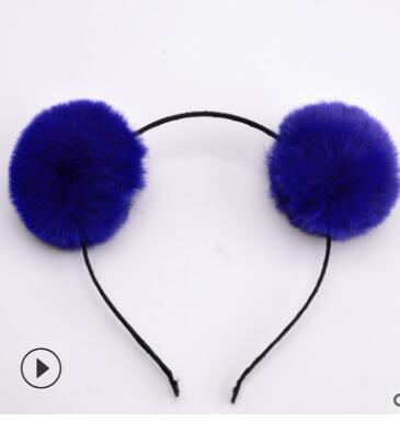 Sweet girls beautiful hairband headpieces rabbit ears plush ball big hair head hoop hair accessories Tiara for children. 1pcs