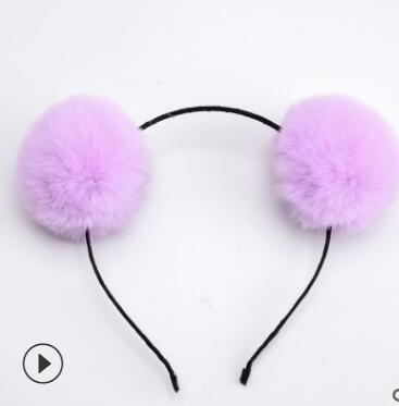 Sweet girls beautiful hairband headpieces rabbit ears plush ball big hair head hoop hair accessories Tiara for children. 1pcs