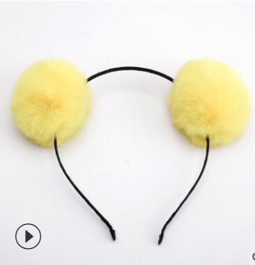 Sweet girls beautiful hairband headpieces rabbit ears plush ball big hair head hoop hair accessories Tiara for children. 1pcs
