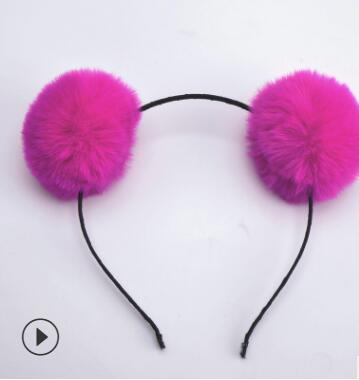 Sweet girls beautiful hairband headpieces rabbit ears plush ball big hair head hoop hair accessories Tiara for children. 1pcs