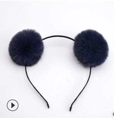 Sweet girls beautiful hairband headpieces rabbit ears plush ball big hair head hoop hair accessories Tiara for children. 1pcs