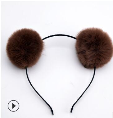 Sweet girls beautiful hairband headpieces rabbit ears plush ball big hair head hoop hair accessories Tiara for children. 1pcs