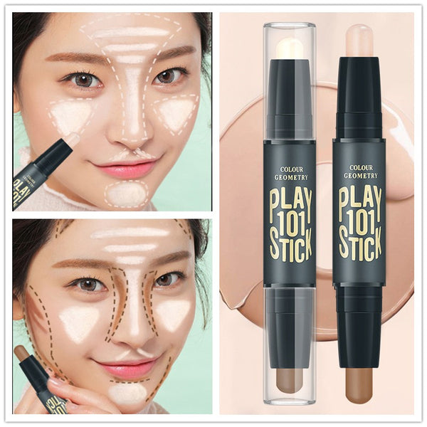 Women Highlighter  Eye Face Concealer Stick Contouring Bronzers Green Pencil Cosmetic 3D Makeup Corrector Contour Stick