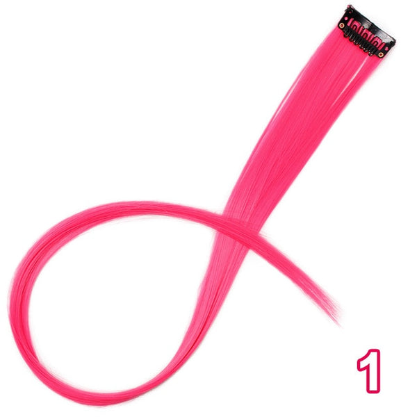 AISI BEAUTY Single Clip In One Piece Hair Extensions Rainbow Colors Synthetic Long Straight Ombre Pink Grey Hairpieces for Women