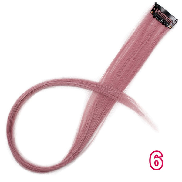 AISI BEAUTY Single Clip In One Piece Hair Extensions Rainbow Colors Synthetic Long Straight Ombre Pink Grey Hairpieces for Women