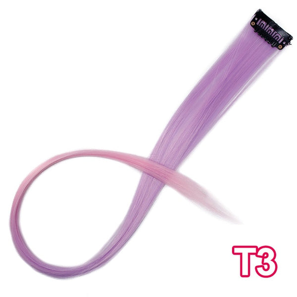 AISI BEAUTY Single Clip In One Piece Hair Extensions Rainbow Colors Synthetic Long Straight Ombre Pink Grey Hairpieces for Women