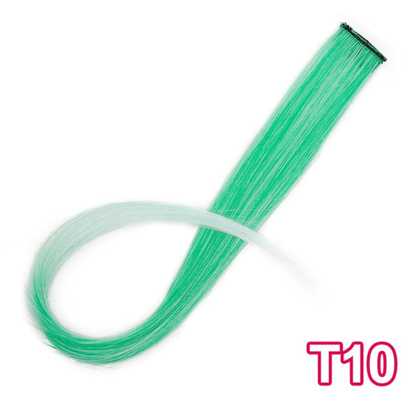 AISI BEAUTY Single Clip In One Piece Hair Extensions Rainbow Colors Synthetic Long Straight Ombre Pink Grey Hairpieces for Women