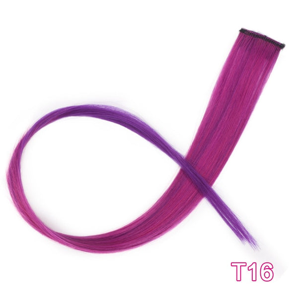 AISI BEAUTY Single Clip In One Piece Hair Extensions Rainbow Colors Synthetic Long Straight Ombre Pink Grey Hairpieces for Women