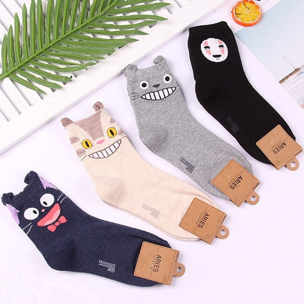 Anime My neighbor totoro socks No face cat funny fashion cute cartoon women sock spring autumn comfort happy korean cotton socks