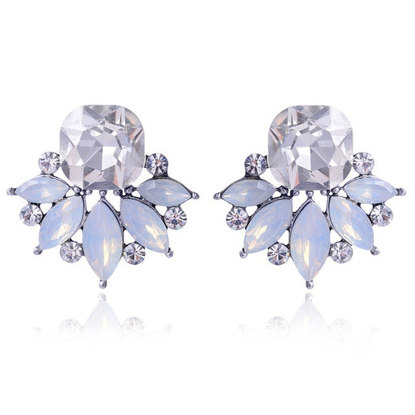 LUBOV Beautiful Multiple Colors Crystal Flower Stud Earrings Rhinestone Colorful Crystal Piercing Earrings Women Christmas Party