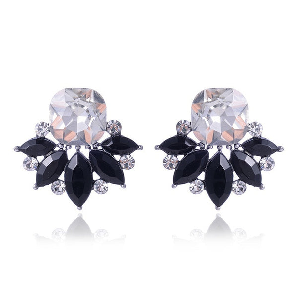 LUBOV Beautiful Multiple Colors Crystal Flower Stud Earrings Rhinestone Colorful Crystal Piercing Earrings Women Christmas Party