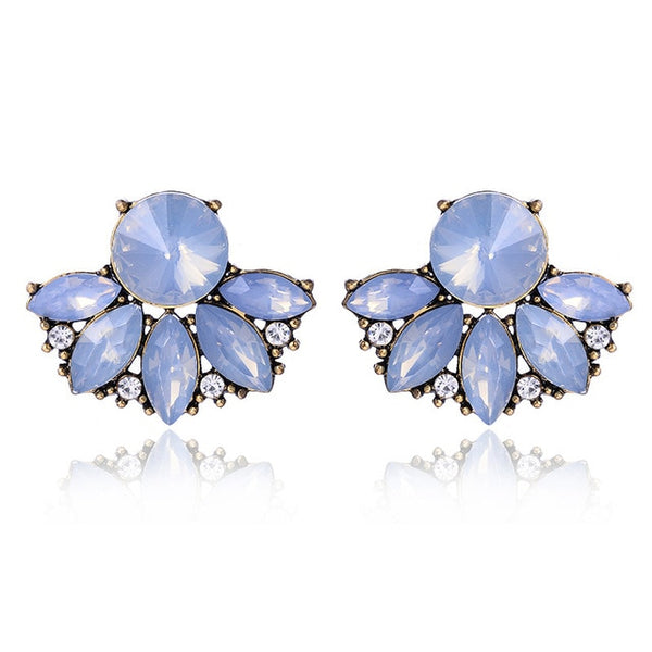 LUBOV Beautiful Multiple Colors Crystal Flower Stud Earrings Rhinestone Colorful Crystal Piercing Earrings Women Christmas Party