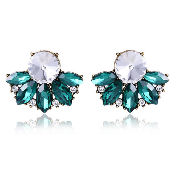 LUBOV Beautiful Multiple Colors Crystal Flower Stud Earrings Rhinestone Colorful Crystal Piercing Earrings Women Christmas Party