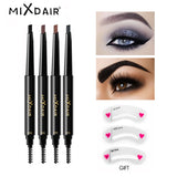MIXDAIR Eyebrow Enhancer With Stencil Eyes Make Up Tools Cosmetics Natural Long Lasting Paint Waterproof Black Eyebrow Pencil
