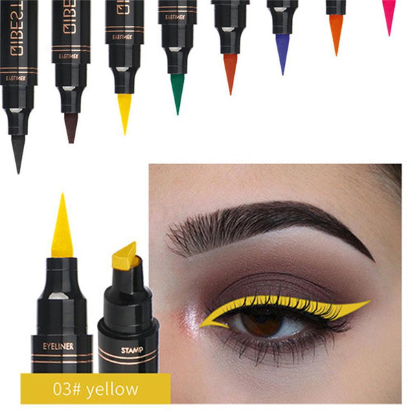 Colorful Seal Stamp Liquid Eyeliner Pen Waterproof Fast Dry Black Eye Liner Pencil With Eyeliner Cosmetic Double-ended Eyeliner