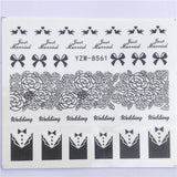 YZWLE 32 Styels Beauty DIY Black Lace Flower Sticker Nail Art Decals for Women Tips Water Transfer Accessory