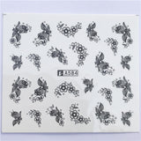 YZWLE 32 Styels Beauty DIY Black Lace Flower Sticker Nail Art Decals for Women Tips Water Transfer Accessory
