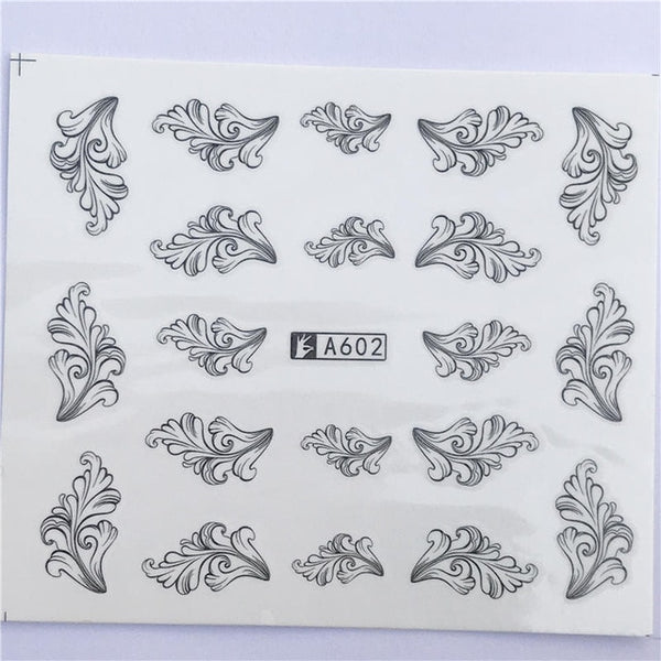 YZWLE 32 Styels Beauty DIY Black Lace Flower Sticker Nail Art Decals for Women Tips Water Transfer Accessory