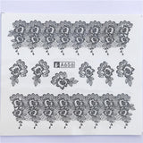 YZWLE 32 Styels Beauty DIY Black Lace Flower Sticker Nail Art Decals for Women Tips Water Transfer Accessory