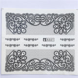 YZWLE 32 Styels Beauty DIY Black Lace Flower Sticker Nail Art Decals for Women Tips Water Transfer Accessory