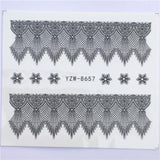 YZWLE 32 Styels Beauty DIY Black Lace Flower Sticker Nail Art Decals for Women Tips Water Transfer Accessory