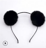 Sweet girls beautiful hairband headpieces rabbit ears plush ball big hair head hoop hair accessories Tiara for children. 1pcs