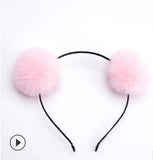 Sweet girls beautiful hairband headpieces rabbit ears plush ball big hair head hoop hair accessories Tiara for children. 1pcs