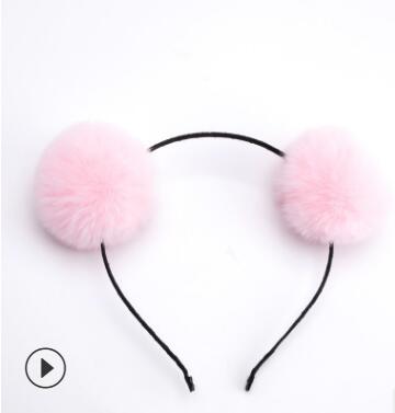 Sweet girls beautiful hairband headpieces rabbit ears plush ball big hair head hoop hair accessories Tiara for children. 1pcs