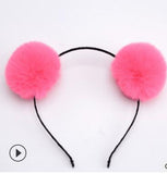 Sweet girls beautiful hairband headpieces rabbit ears plush ball big hair head hoop hair accessories Tiara for children. 1pcs