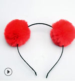 Sweet girls beautiful hairband headpieces rabbit ears plush ball big hair head hoop hair accessories Tiara for children. 1pcs