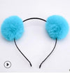 Sweet girls beautiful hairband headpieces rabbit ears plush ball big hair head hoop hair accessories Tiara for children. 1pcs