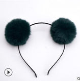 Sweet girls beautiful hairband headpieces rabbit ears plush ball big hair head hoop hair accessories Tiara for children. 1pcs