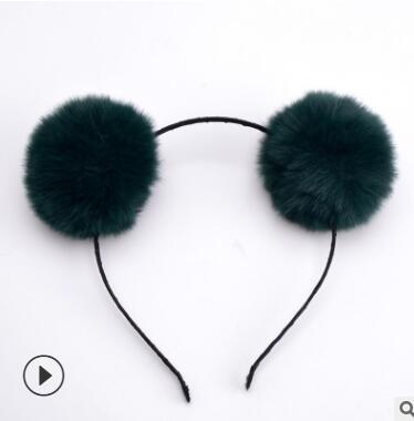 Sweet girls beautiful hairband headpieces rabbit ears plush ball big hair head hoop hair accessories Tiara for children. 1pcs