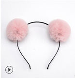 Sweet girls beautiful hairband headpieces rabbit ears plush ball big hair head hoop hair accessories Tiara for children. 1pcs