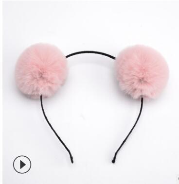 Sweet girls beautiful hairband headpieces rabbit ears plush ball big hair head hoop hair accessories Tiara for children. 1pcs