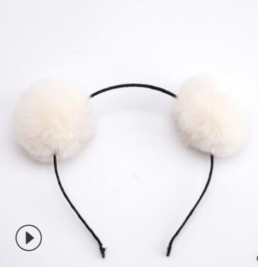 Sweet girls beautiful hairband headpieces rabbit ears plush ball big hair head hoop hair accessories Tiara for children. 1pcs