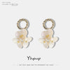 Yhpup Popular Imitation Shell Flower Dangle Earrings Rhinestone High Quality Beauty Korean Earrings boucle d'oreille femme 2019