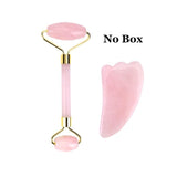 Portable Rose Quartz Facial Massage Crystal Stone Face Lift Jade Massager Roller Set Skin Care Wrinkle Removal Tool for Women