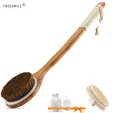 TREESMILE Exfoliating Wooden Body Massage Shower Brush Natural Bristle Bath Brush SPA Woman Man Skin Care Dry Body Brush D40