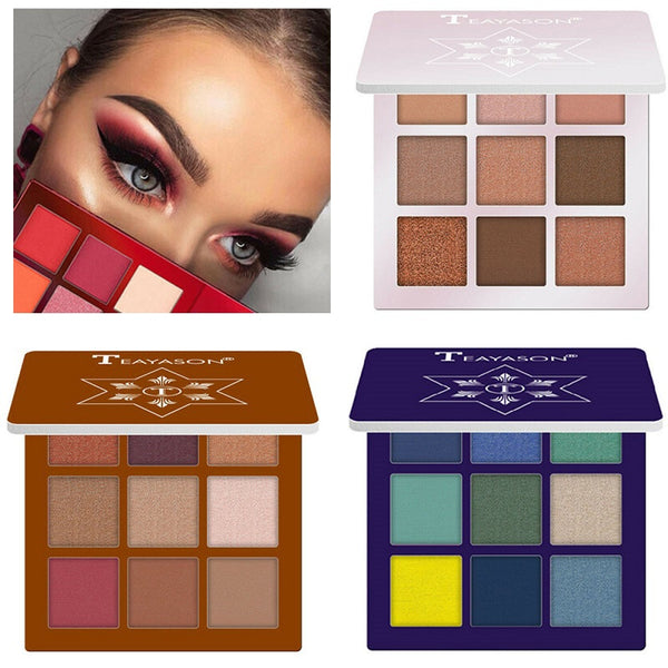 9 Colors Glitter Eyeshadow Palette Matte Eyes Makeup Pallete Eye Shadow Palette Shimmer Diamond Powder Pigment Cosmetics