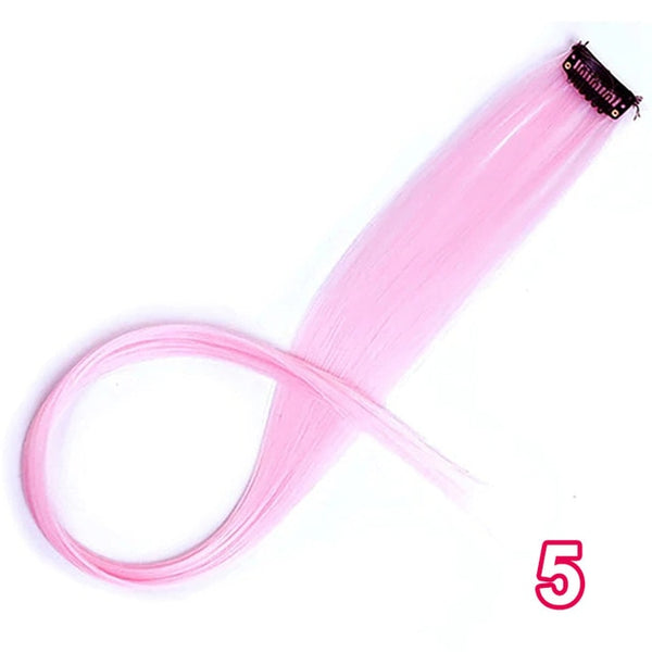 AISI BEAUTY Single Clip In One Piece Hair Extensions Rainbow Colors Synthetic Long Straight Ombre Pink Grey Hairpieces for Women