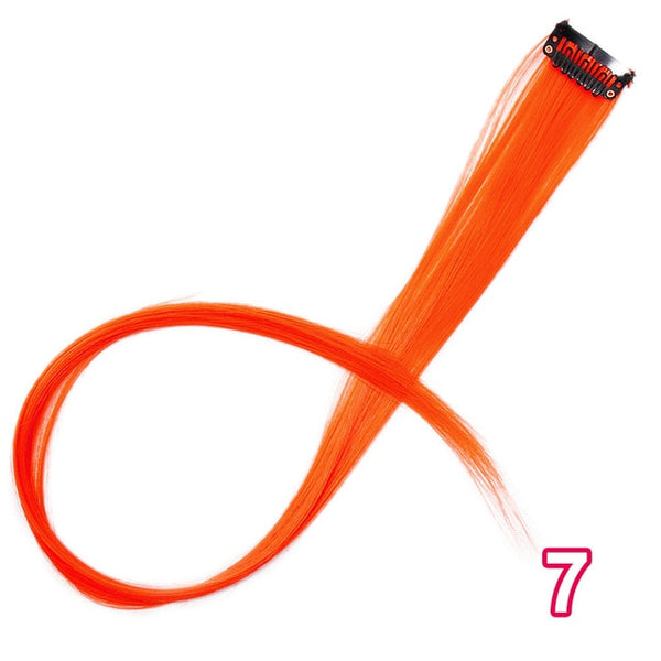 AISI BEAUTY Single Clip In One Piece Hair Extensions Rainbow Colors Synthetic Long Straight Ombre Pink Grey Hairpieces for Women