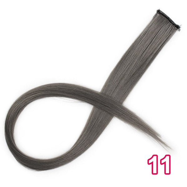 AISI BEAUTY Single Clip In One Piece Hair Extensions Rainbow Colors Synthetic Long Straight Ombre Pink Grey Hairpieces for Women