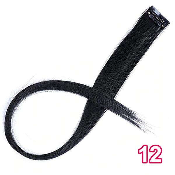 AISI BEAUTY Single Clip In One Piece Hair Extensions Rainbow Colors Synthetic Long Straight Ombre Pink Grey Hairpieces for Women