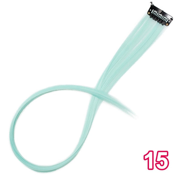 AISI BEAUTY Single Clip In One Piece Hair Extensions Rainbow Colors Synthetic Long Straight Ombre Pink Grey Hairpieces for Women