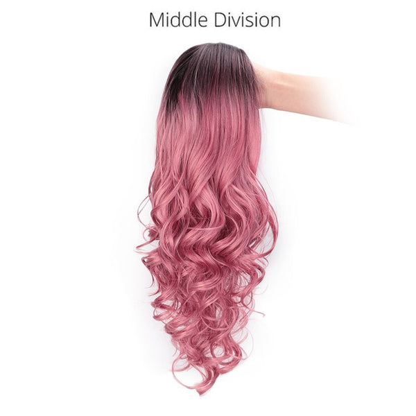 AISI BEAUTY Long Ombre Brown Wavy Wig Blonde Cosplay Synthetic Wigs For Women Glueless Hair Heat Resistant Black Gray Wigs