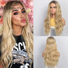 AISI BEAUTY Long Womens Wigs Ombre Platinum Blonde Wigs Heat Resistant Part Side Synthetic Wavy Wigs for African American Women